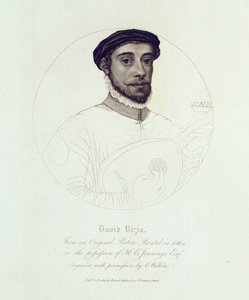Porträt von David Rizio, nach einem Original von 1564, graviert von C. Wilkin, veröffentlicht in London, 1814 von English School